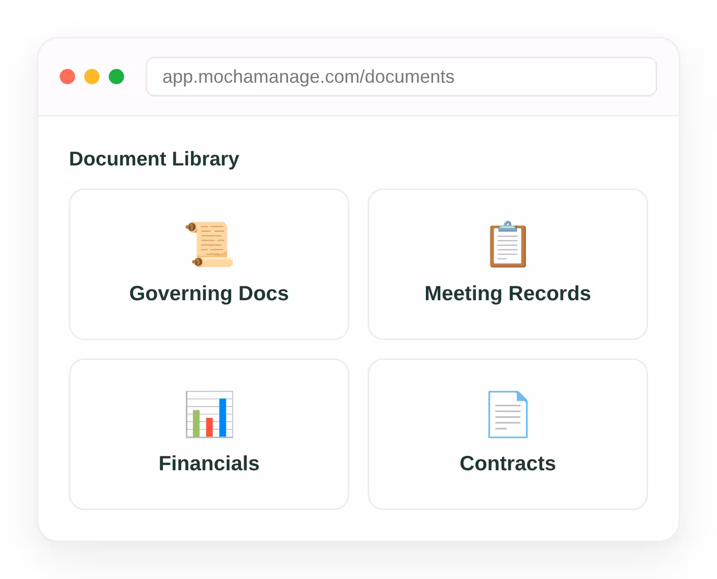 Centralized HOA document library organized by category