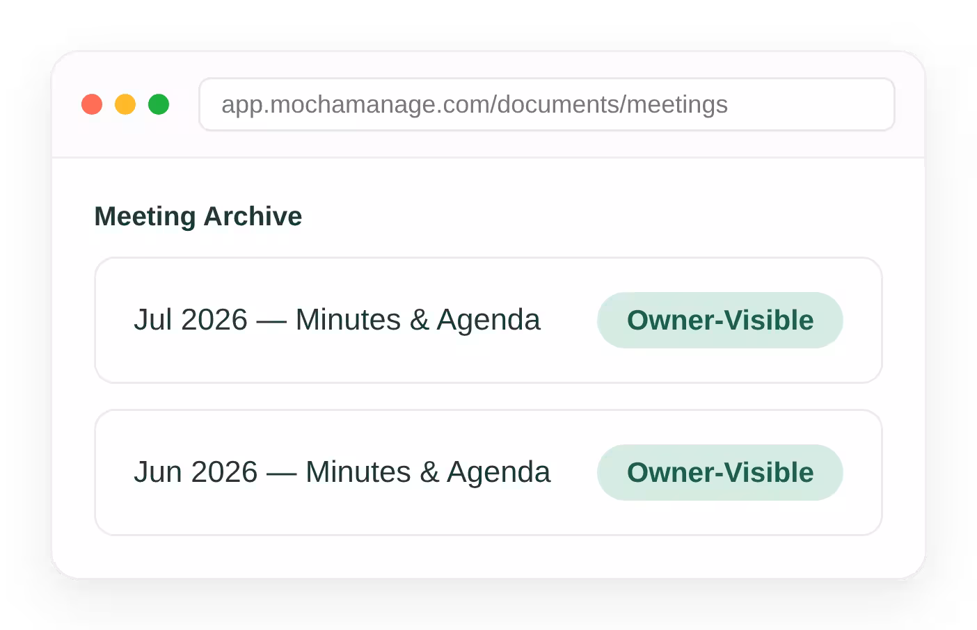 Searchable HOA meeting archive of minutes and agendas by date