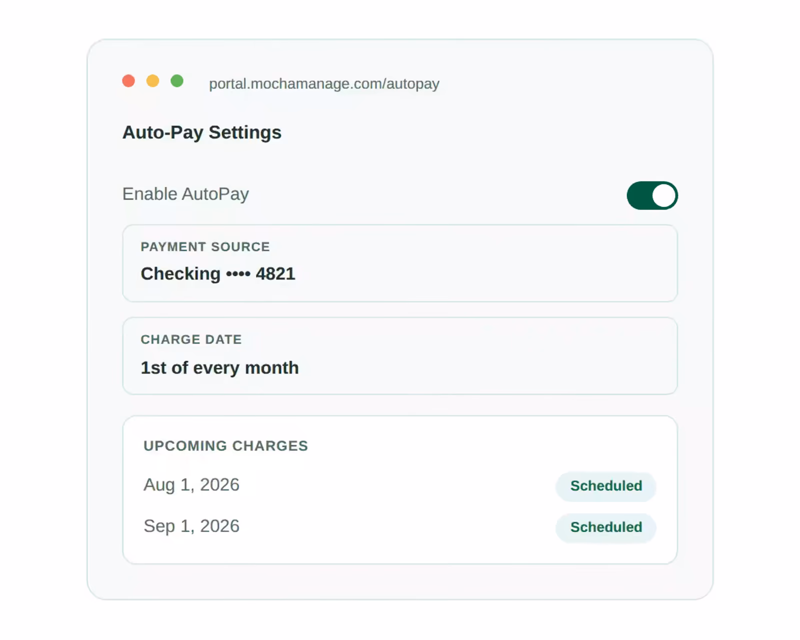 AutoPay enrollment for recurring HOA dues