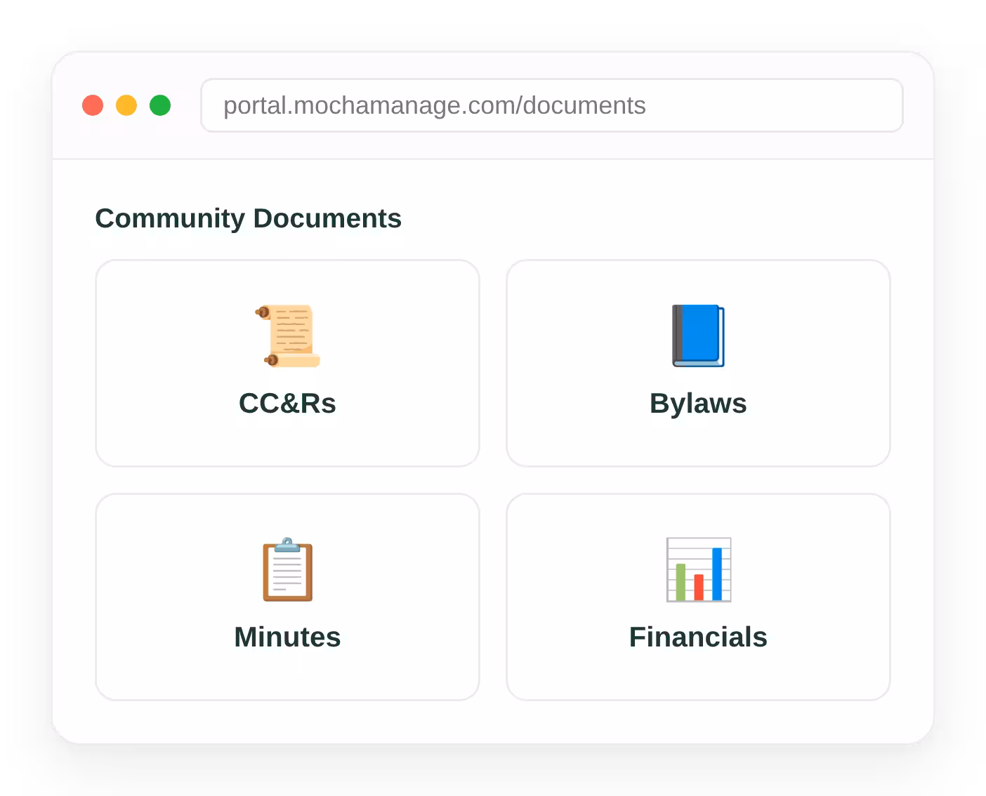 Searchable HOA community document library with CC&Rs, bylaws and minutes