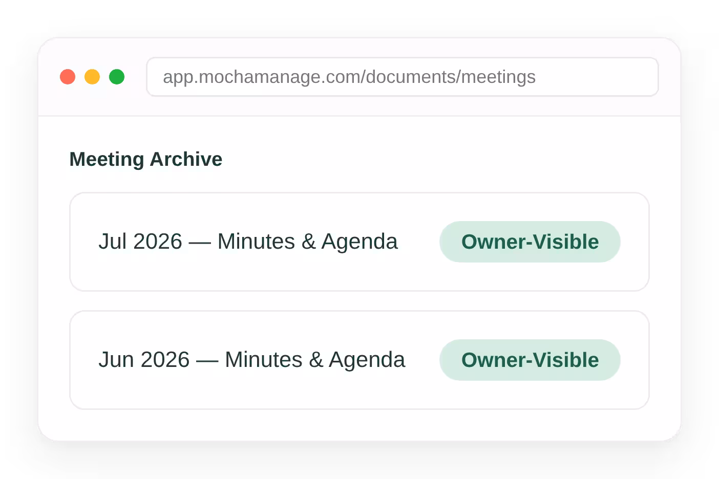 Searchable housing society archive of committee meeting minutes and agendas by date