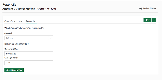 Mocha Manage bank reconciliation dashboard
