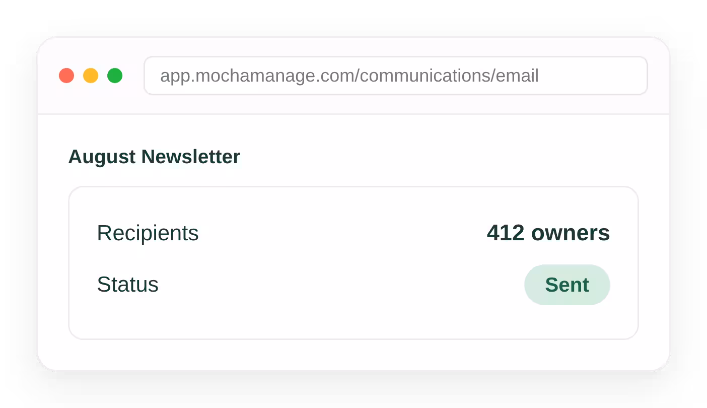 HOA bulk email newsletter being sent to community owners
