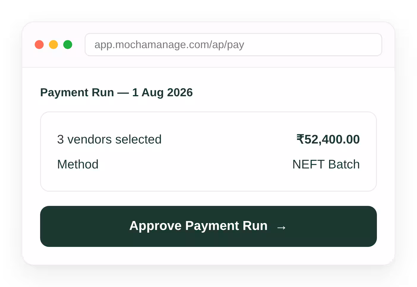 Batch NEFT and UPI vendor payment run for a housing society