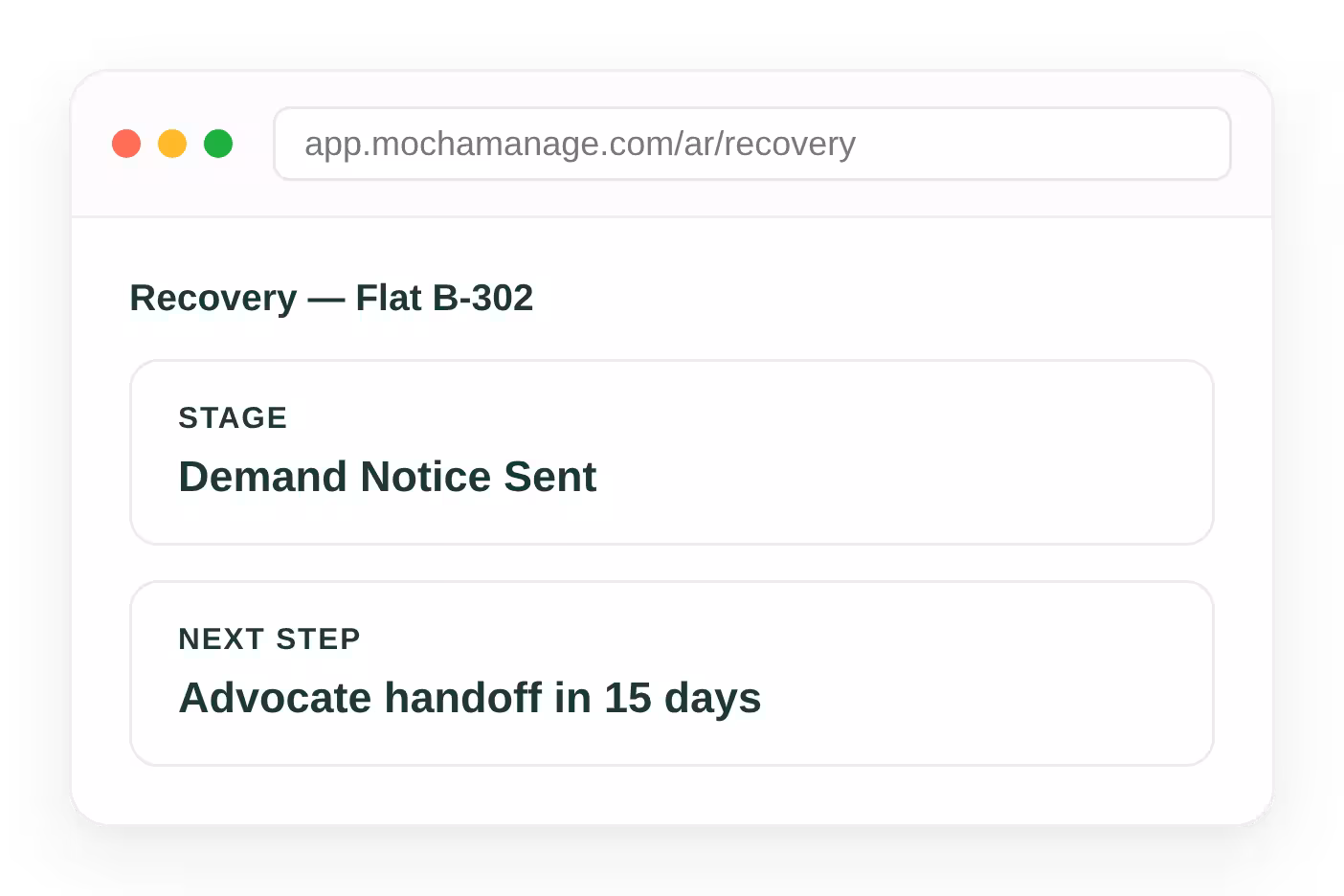 Society dues recovery workflow escalating an overdue member account