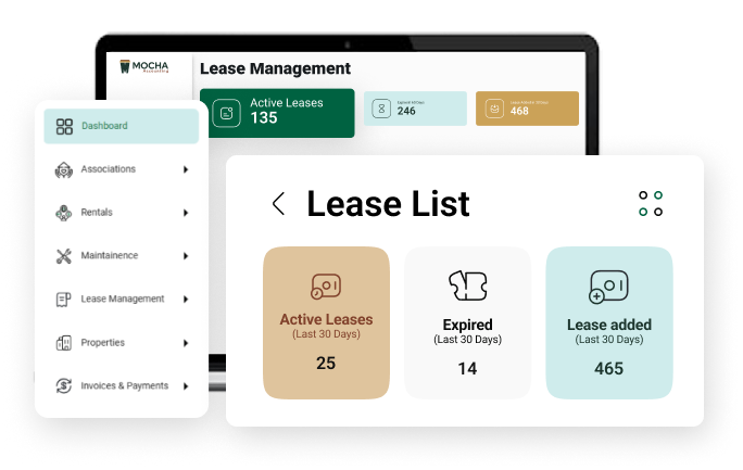 Mocha Manage online leasing software screen