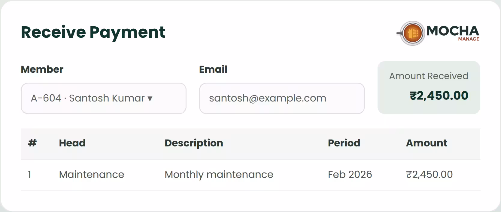 Society ledger updating automatically after a payment is received