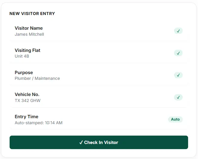 New Visitor Entry & Exit Logging