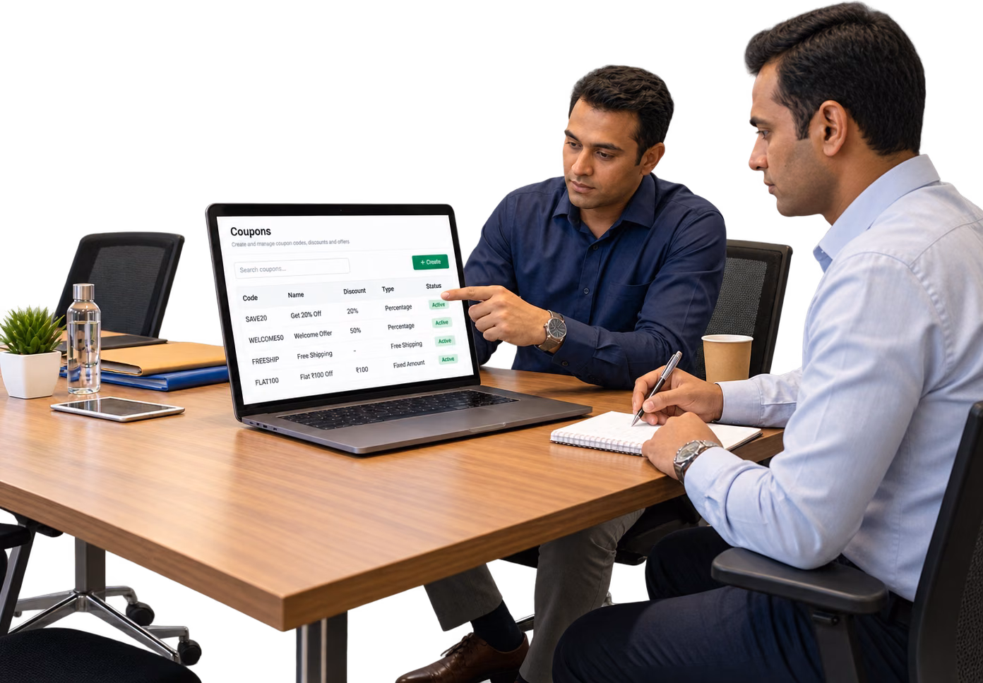 Team creating discount coupons in Mocha QuickBill