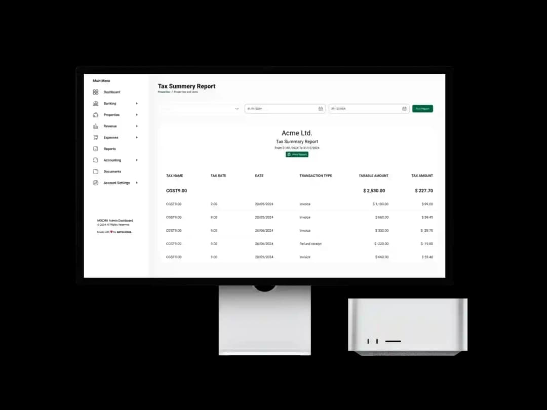 Mocha Accounting feature screen
