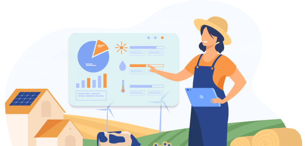 Farmer reviewing analytics