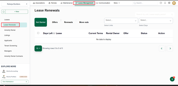 Lease Renewals overview