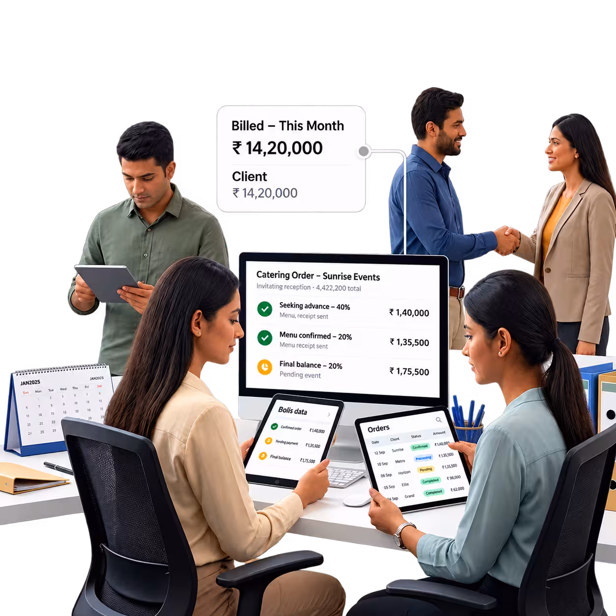 Catering contract with event advance and balance payment